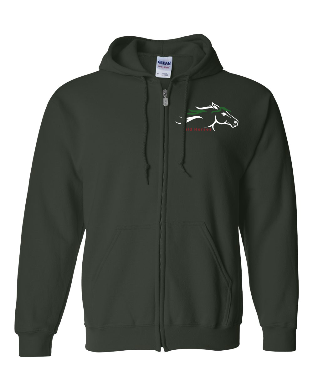 Forest Wild Horses 100% Quality Cotton Full-Zip Hoodie
