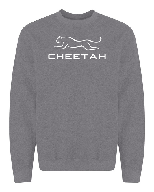 Graphite Heather Cheetah 100% Quality Cotton Crewneck Sweatshirt (Full Chest)