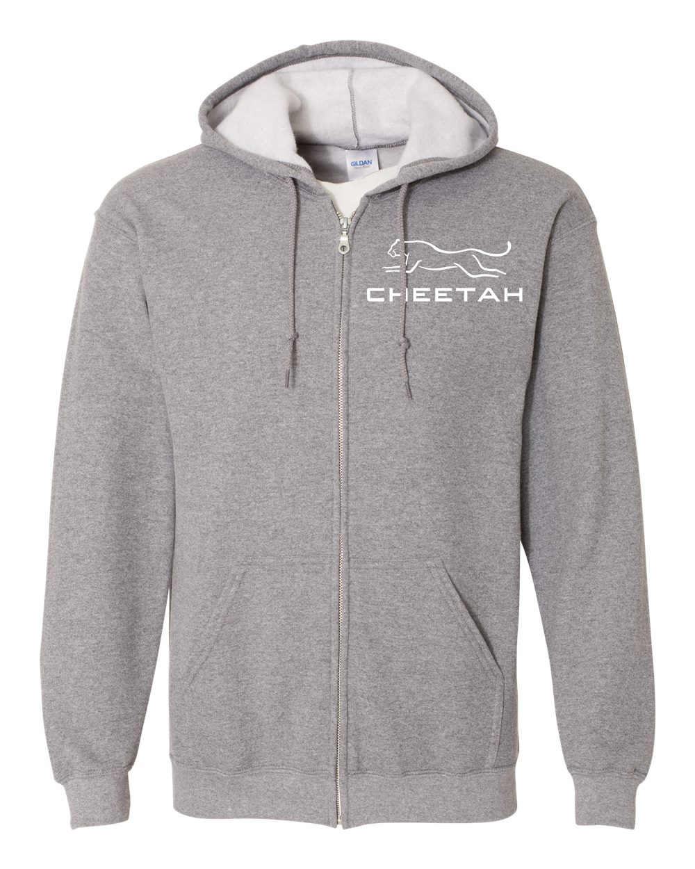 Graphite Heather Cheetah 100% Quality Cotton Full-Zip Hoodie