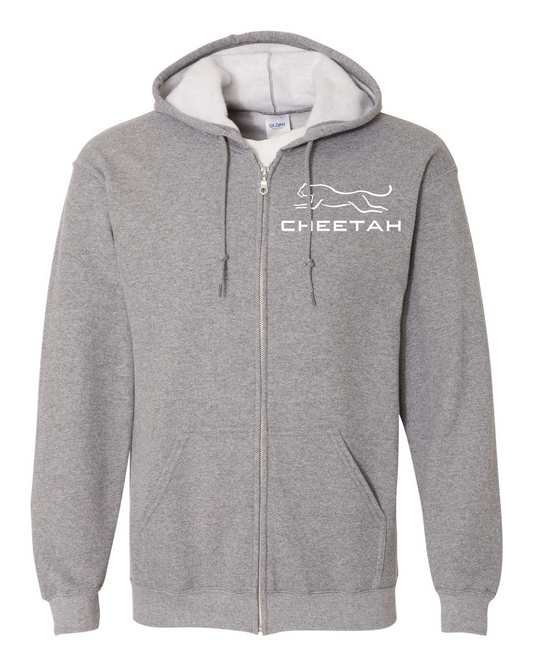 Graphite Heather Cheetah 100% Quality Cotton Full-Zip Hoodie