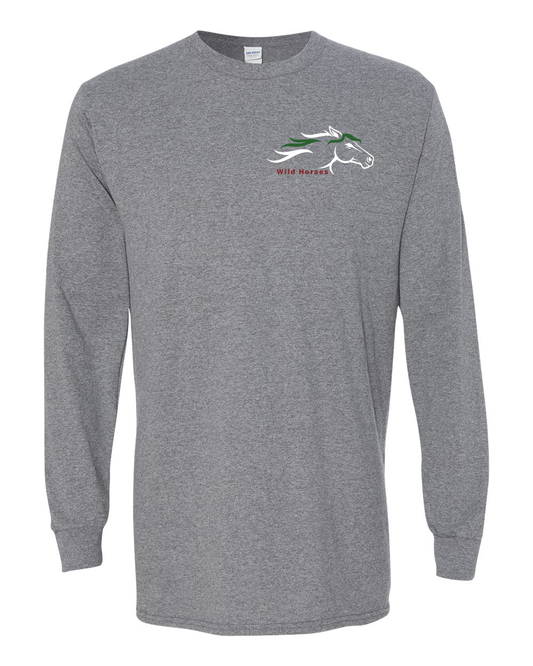 Graphite Heather Wild Horses 100% Quality Cotton Long Sleeve