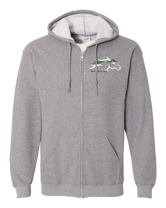 Graphite Heather Wild Horses 100% Quality Cotton Full-Zip Hoodie