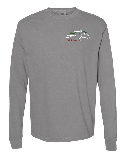 Grey Wild Horses 100% Quality Cotton Long Sleeve