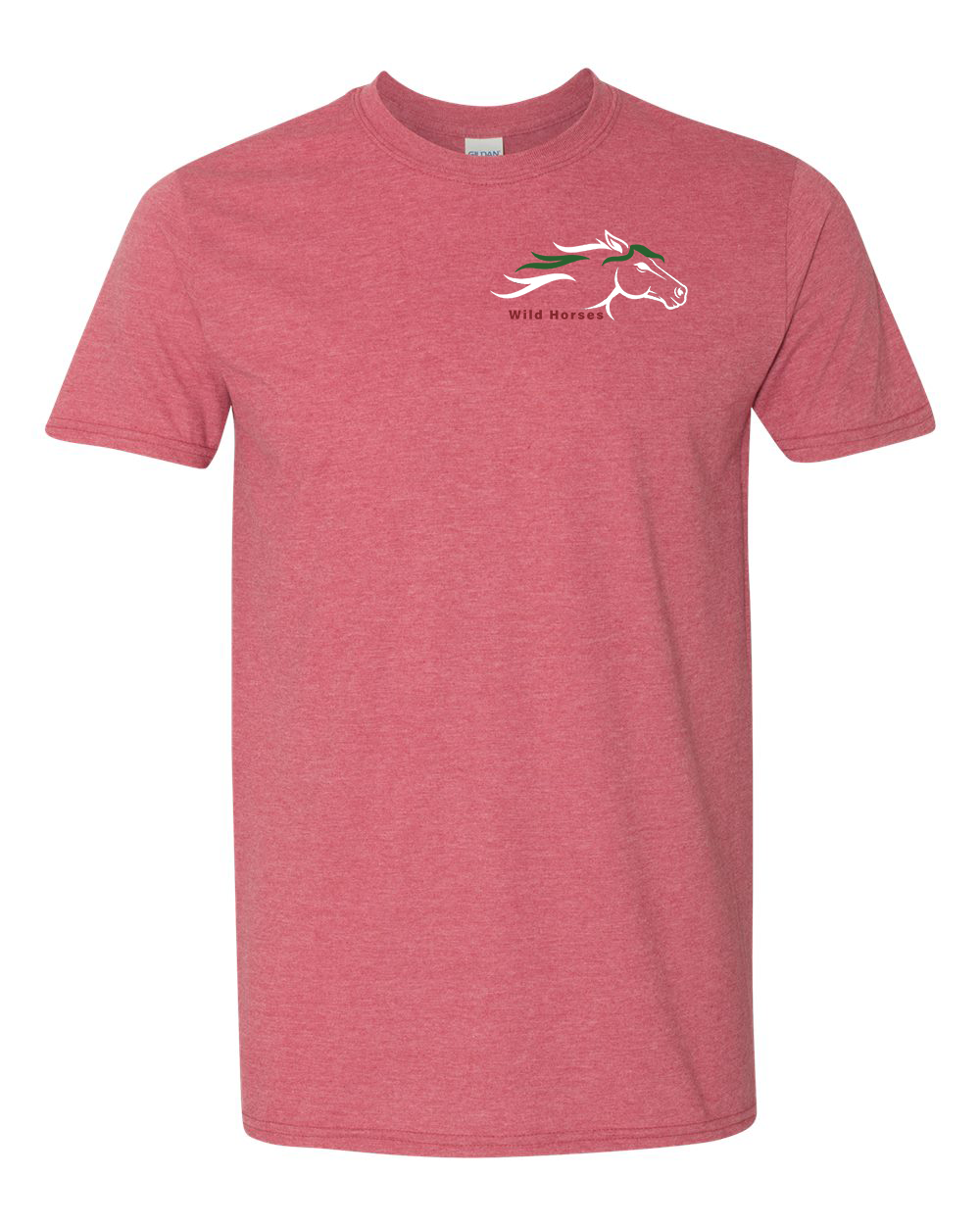 Heather Cardinal Red Wild Horses 100% Quality Cotton Short Sleeve