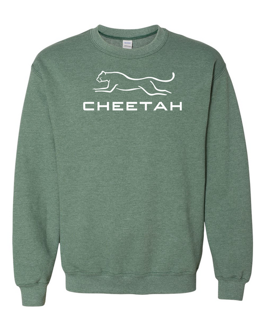 Heather Dark Green Cheetah 100% Quality Cotton Crewneck Sweatshirt (Full Chest)