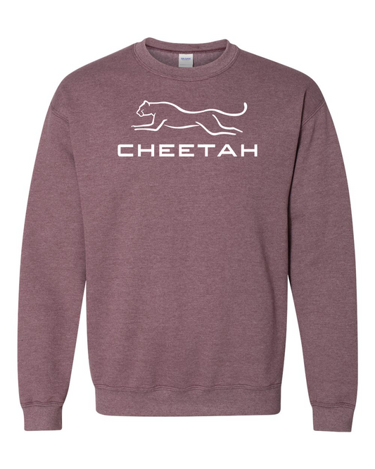 Heather Dark Maroon Cheetah 100% Quality Cotton Crewneck Sweatshirt (Full Chest)