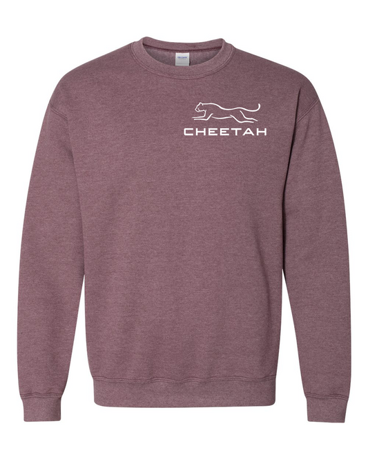 Heather Dark Maroon Cheetah 100% Quality Cotton Crewneck Sweatshirt (Left Chest)