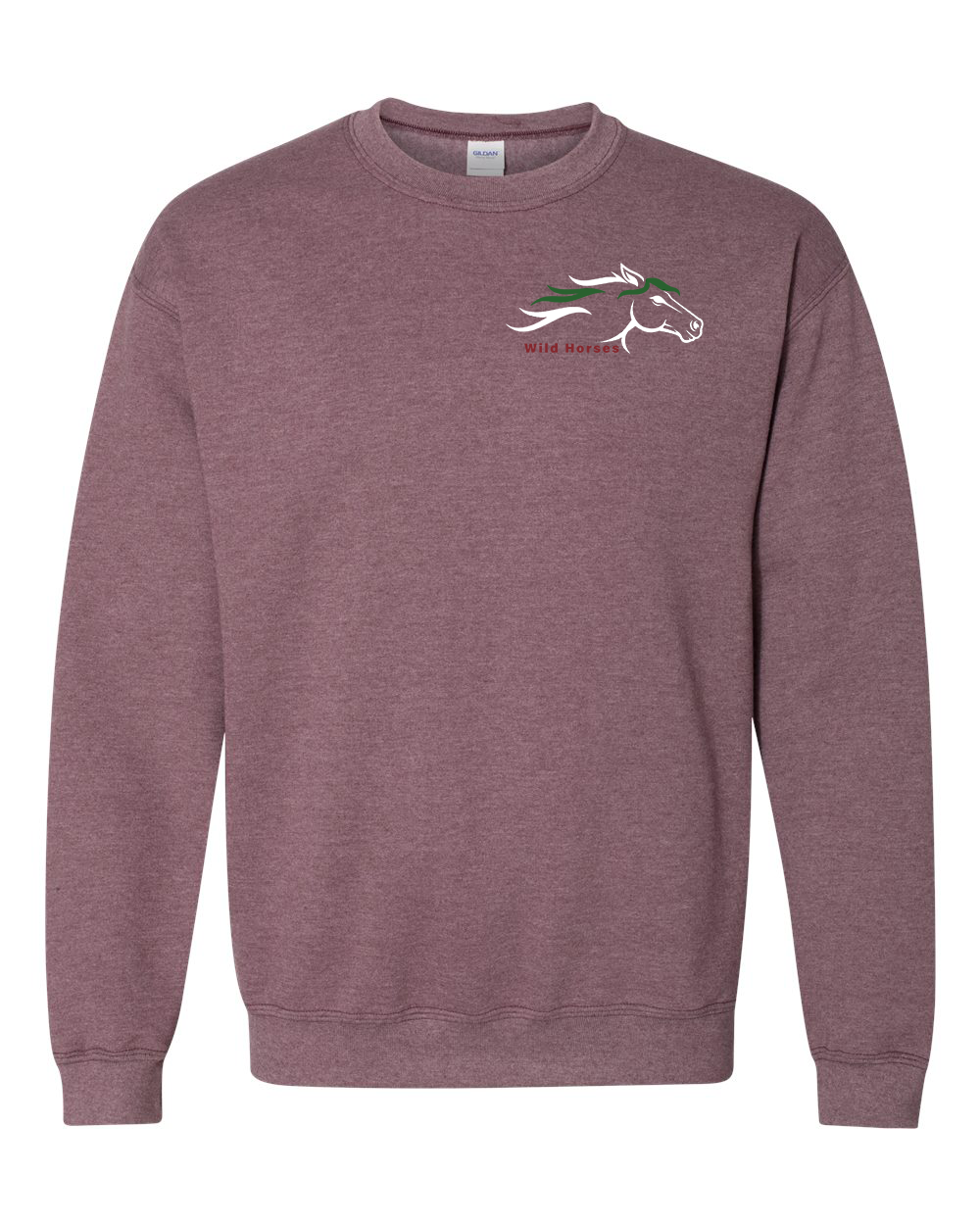 Heather Dark Maroon Wild Horses 100% Quality Cotton Crewneck Sweatshirt