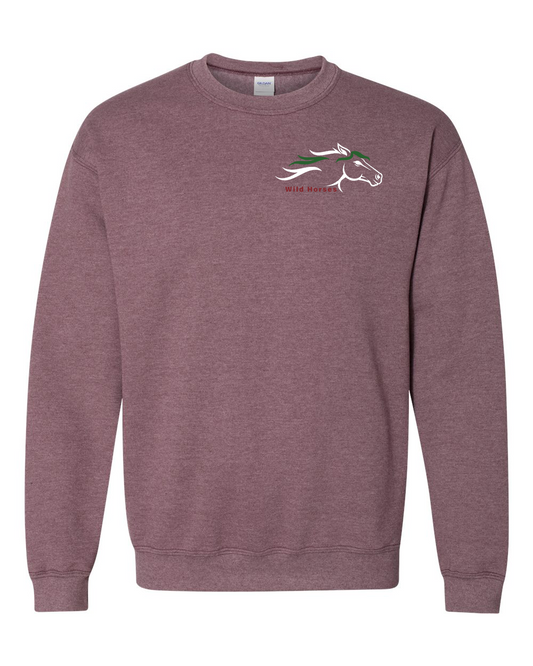 Heather Dark Maroon Wild Horses 100% Quality Cotton Crewneck Sweatshirt
