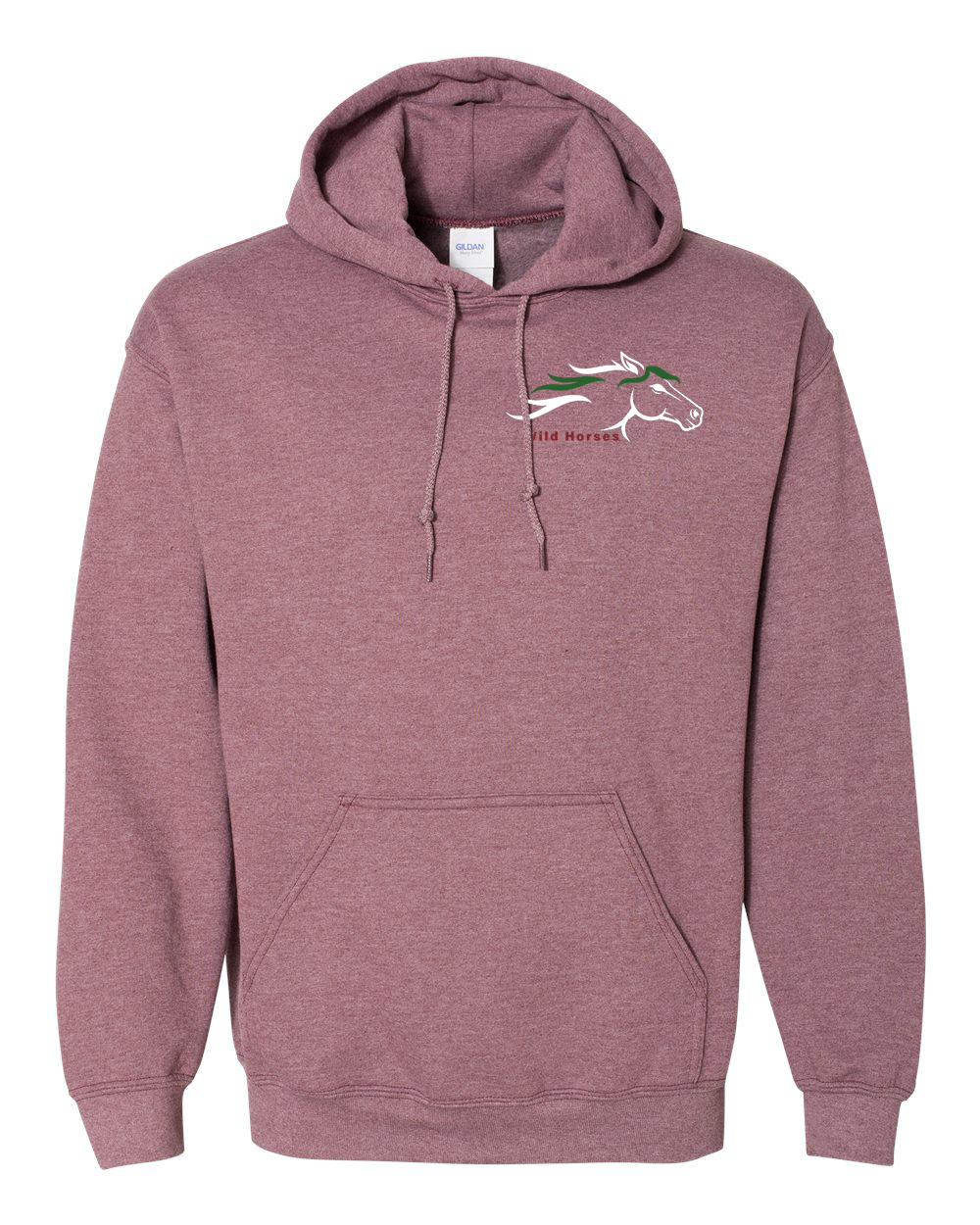 Heather Dark Maroon Wild Horses 100% Quality Cotton Hoodie