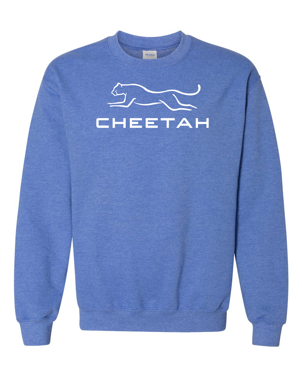 Heather Deep Royal Cheetah 100% Quality Cotton Crewneck Sweatshirt (Full Chest)