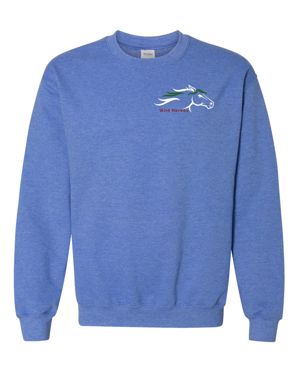 Heather Deep Royal Wild Horses 100% Quality Cotton Crewneck Sweatshirt