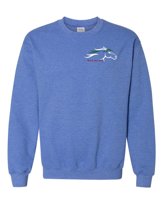 Heather Deep Royal Wild Horses 100% Quality Cotton Crewneck Sweatshirt