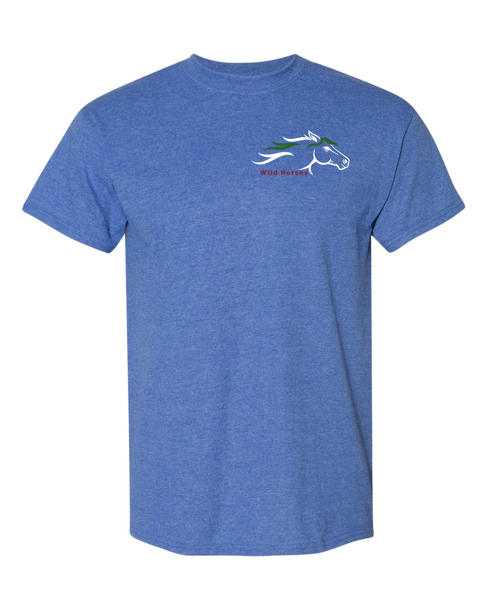 Heather Deep Royal Wild Horses 100% Quality Cotton Short Sleeve