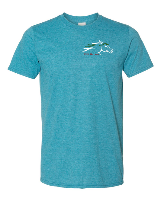 Heather Galapagos Blue Wild Horses 100% Quality Cotton Short Sleeve
