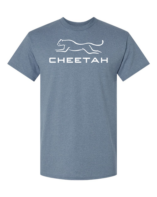 Heather Indigo Cheetah 100% Quality Cotton Short Sleeve (Full Chest)