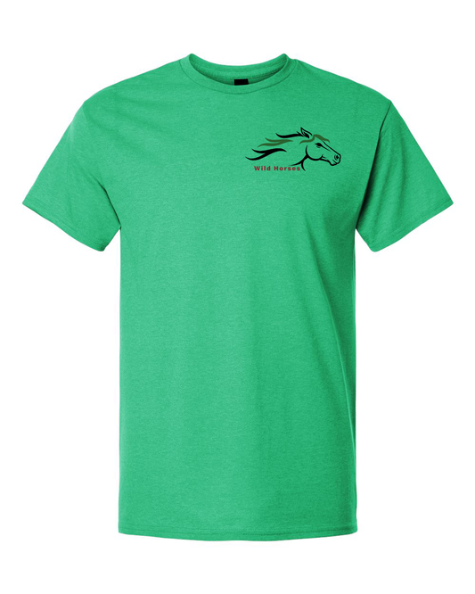 Heather Irish Green Wild Horses 100% Quality Cotton Short Sleeve
