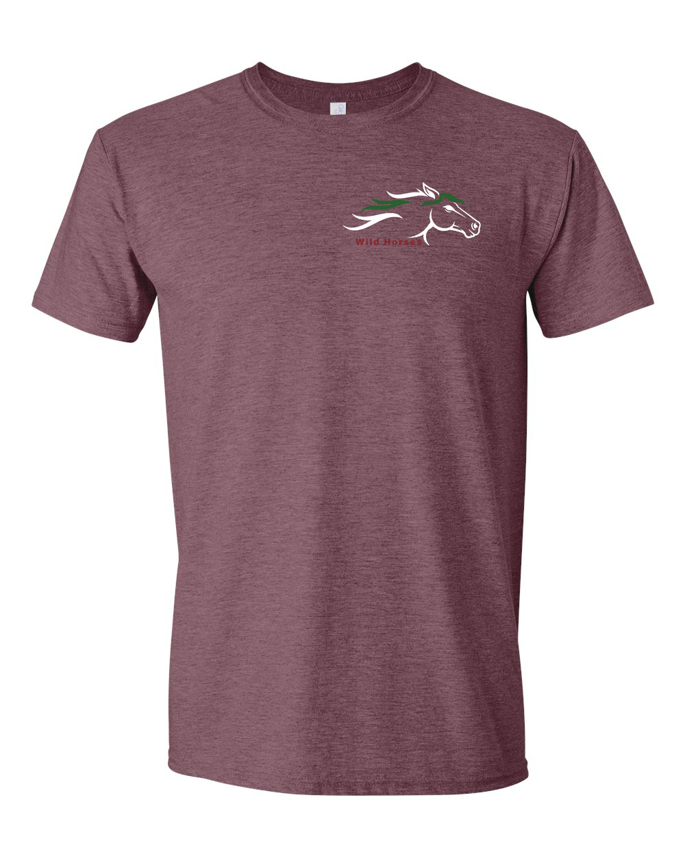 Heather Maroon Wild Horses 100% Quality Cotton Short Sleeve