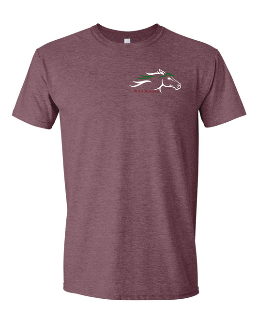 Heather Maroon Wild Horses 100% Quality Cotton Short Sleeve