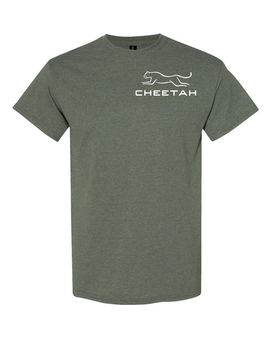 Heather Military Green Cheetah 100% Quality Cotton Short Sleeve
