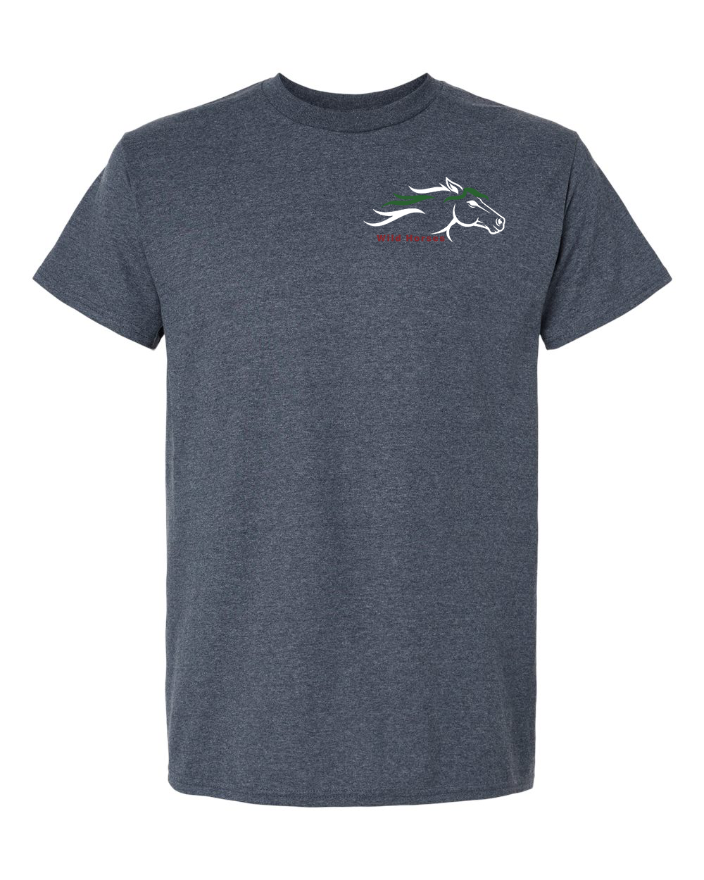Heather Navy Wild Horses 100% Quality Cotton Short Sleeve