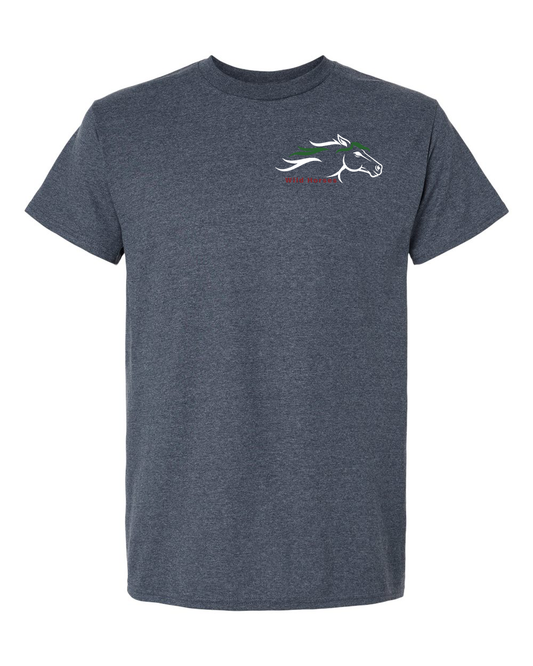 Heather Navy Wild Horses 100% Quality Cotton Short Sleeve