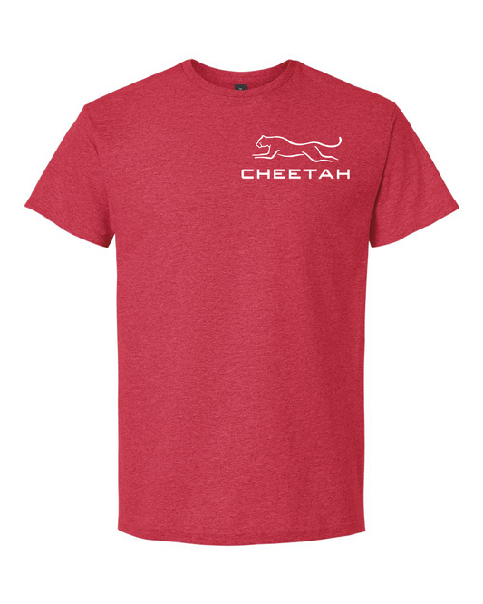Heather Red Cheetah 100% Quality Cotton Short Sleeve (Left Chest)