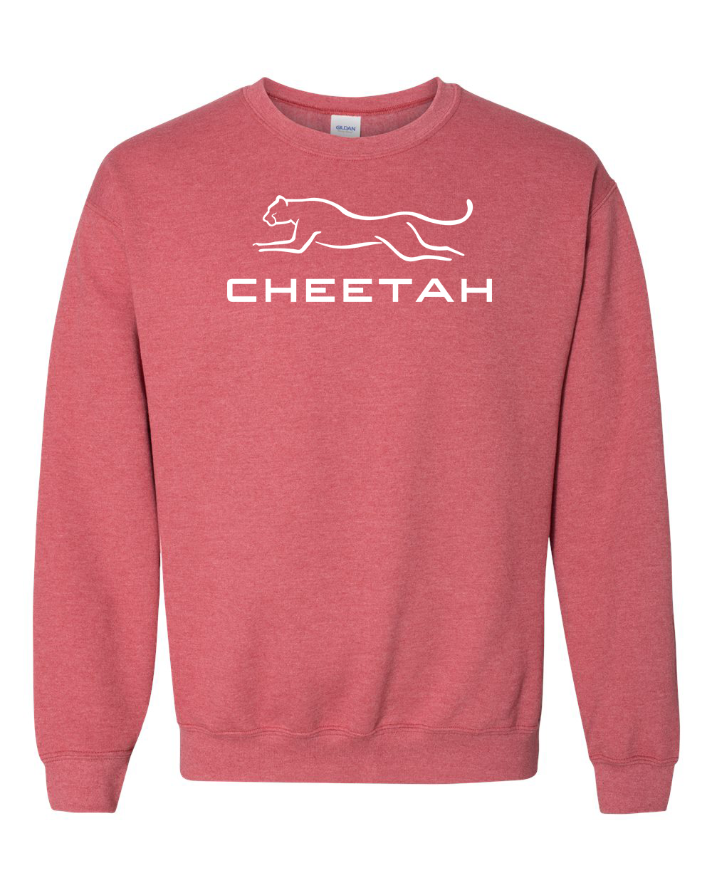 Heather Scarlet Red Cheetah 100% Quality Cotton Crewneck Sweatshirt (Full Chest)