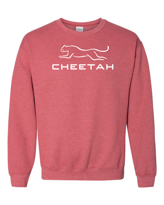 Heather Scarlet Red Cheetah 100% Quality Cotton Crewneck Sweatshirt (Full Chest)