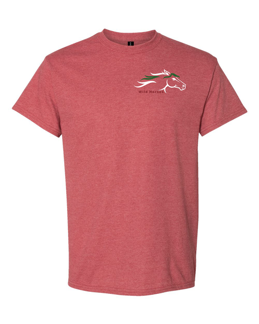 Heather Scarlet Red Wild Horses 100% Quality Cotton Short Sleeve