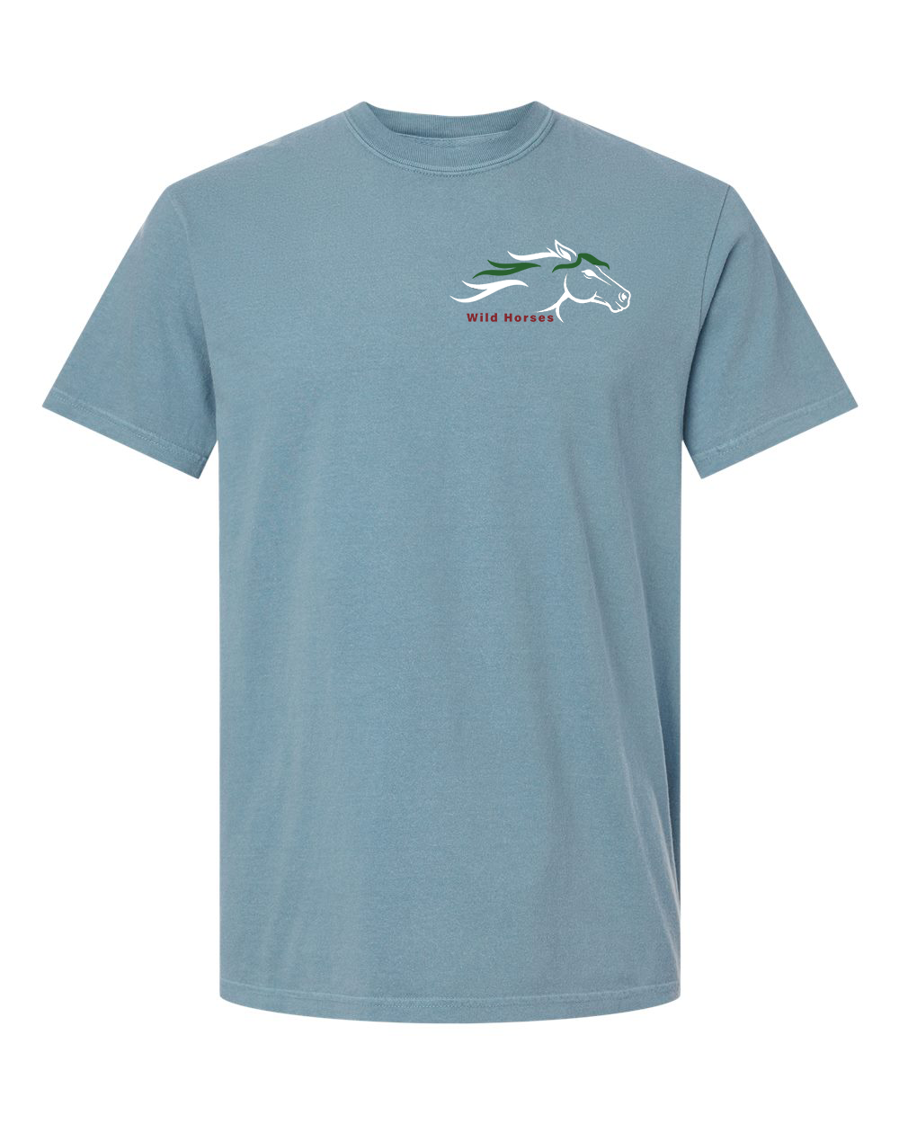 Ice Blue Wild Horses 100% Quality Cotton Short Sleeve