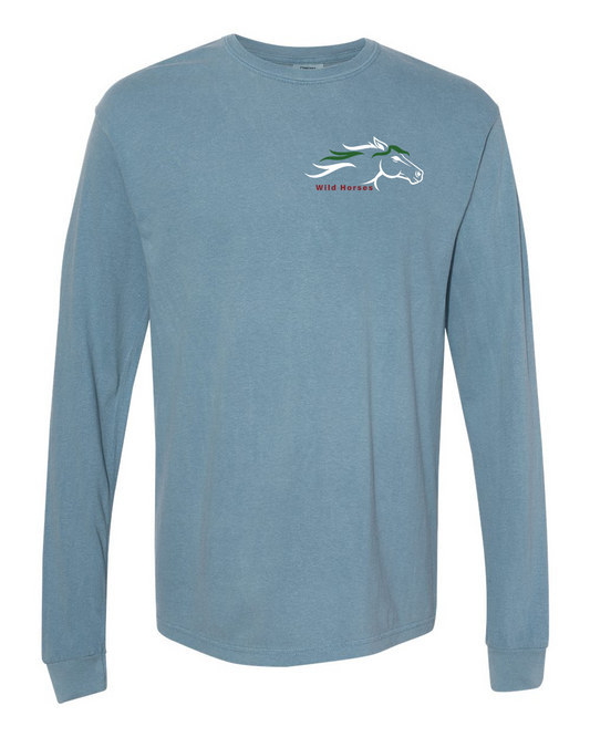 Ice Blue Wild Horses 100% Quality Cotton Long Sleeve
