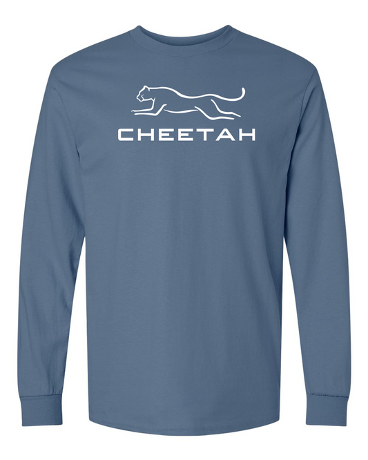 Indigo Blue Cheetah 100% Quality Cotton Long Sleeve (Full Chest)