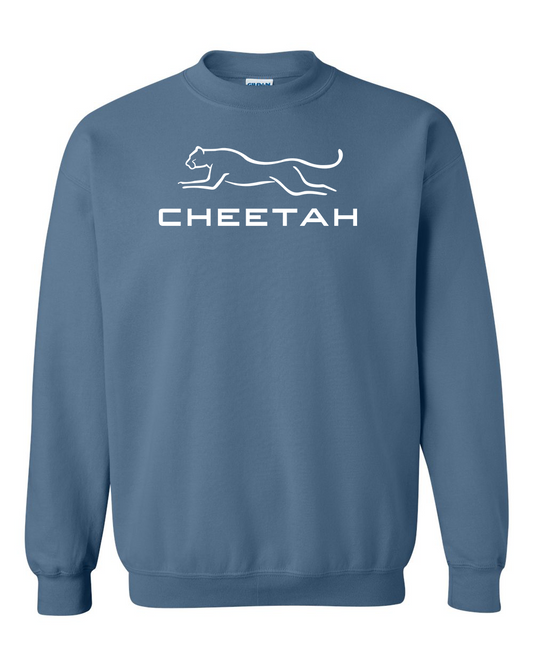Indigo Blue Cheetah 100% Quality Cotton Crewneck Sweatshirt (Full Chest)