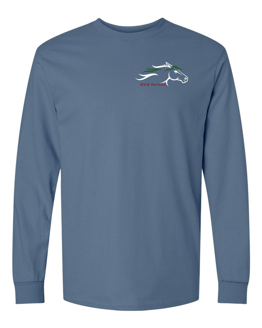 Indigo Blue Wild Horses 100% Quality Cotton Long Sleeve