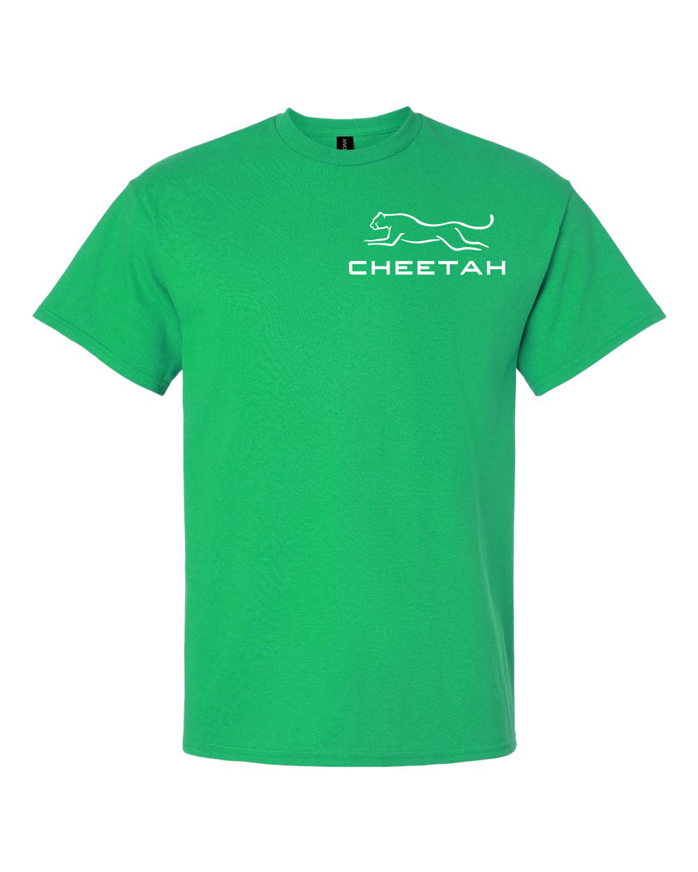 Irish Green Cheetah 100% Quality Cotton Short Sleeve (Left Chest)