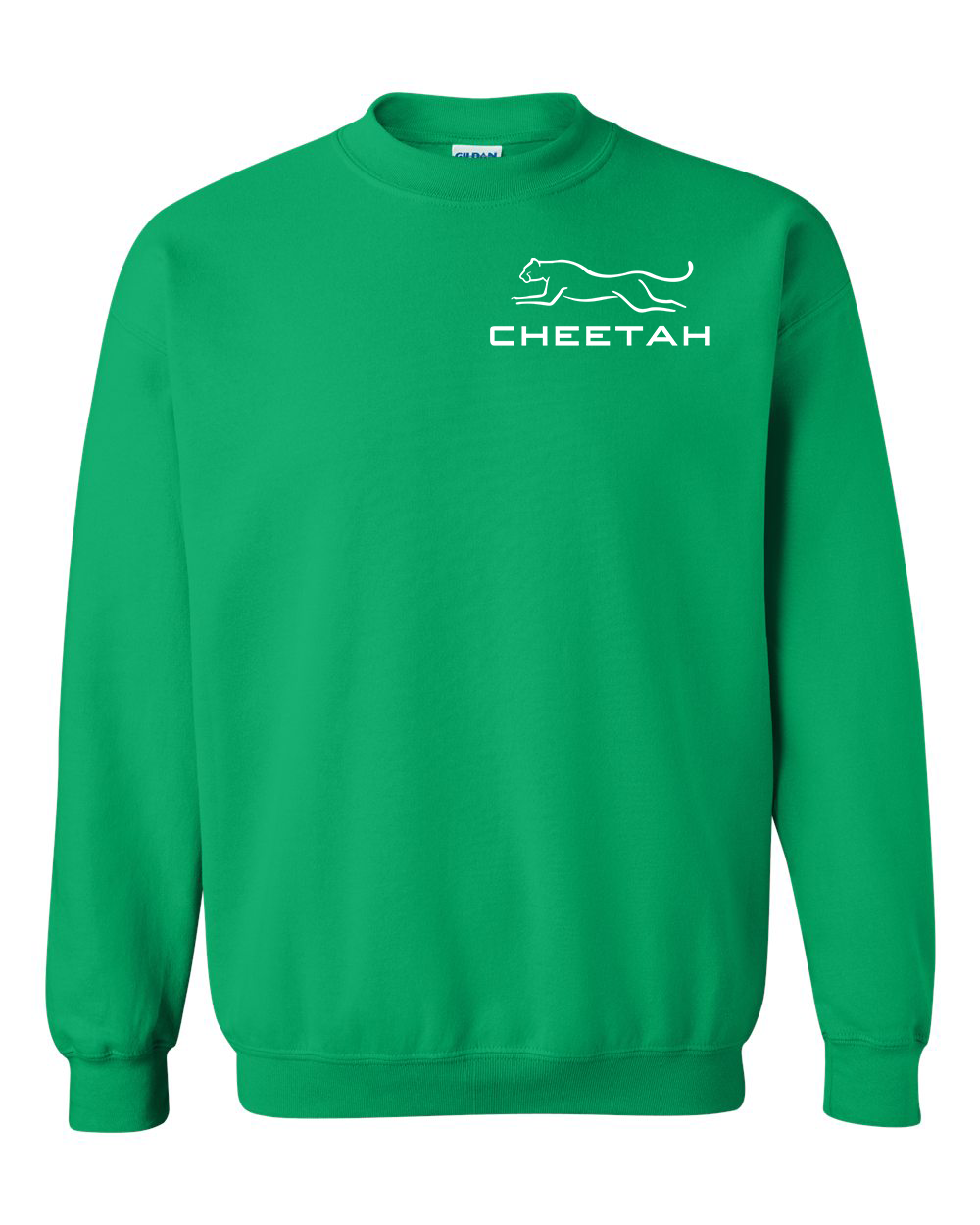 Irish Green Cheetah 100% Quality Cotton Crewneck Sweatshirt (Left Chest)