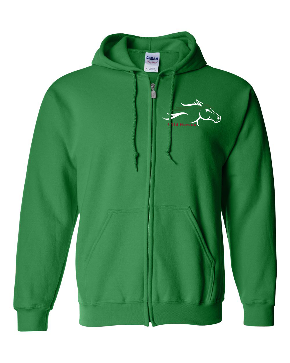 Irish Green Wild Horses 100% Quality Cotton Full-Zip Hoodie