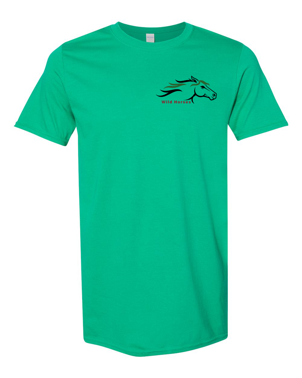 Kelly Green Wild Horses 100% Quality Cotton Short Sleeve