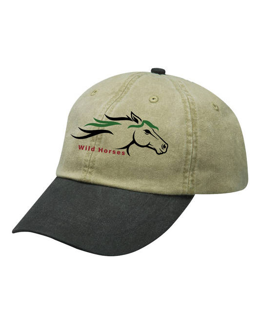 Khaki Black Wild Horses 100% Quality Cotton Cap