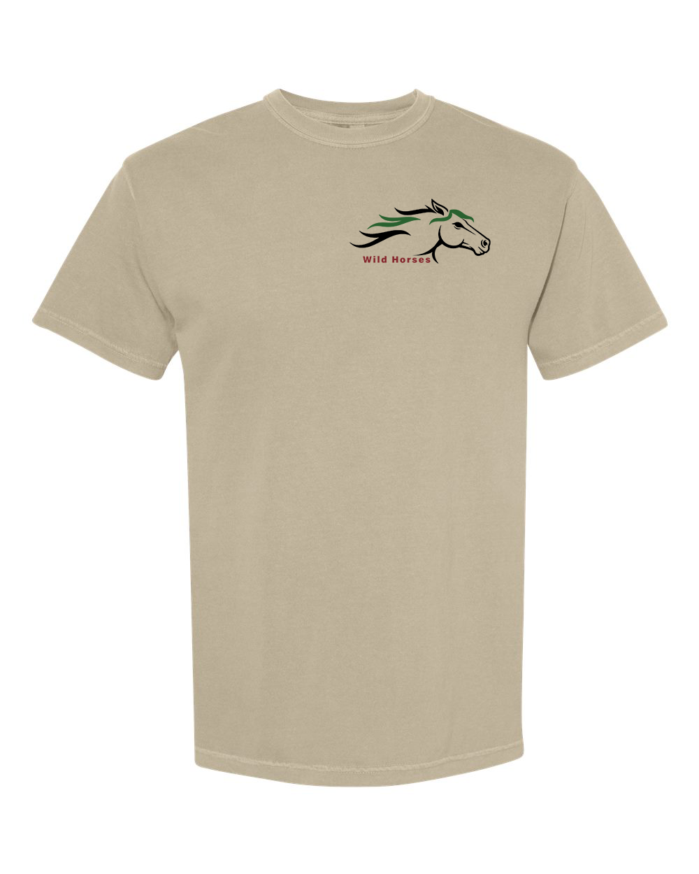 Khaki Wild Horses 100% Quality Cotton Short Sleeve