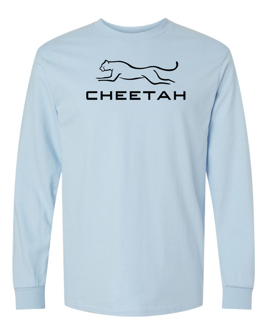 Light Blue Cheetah 100% Quality Cotton Long Sleeve (Full Chest)