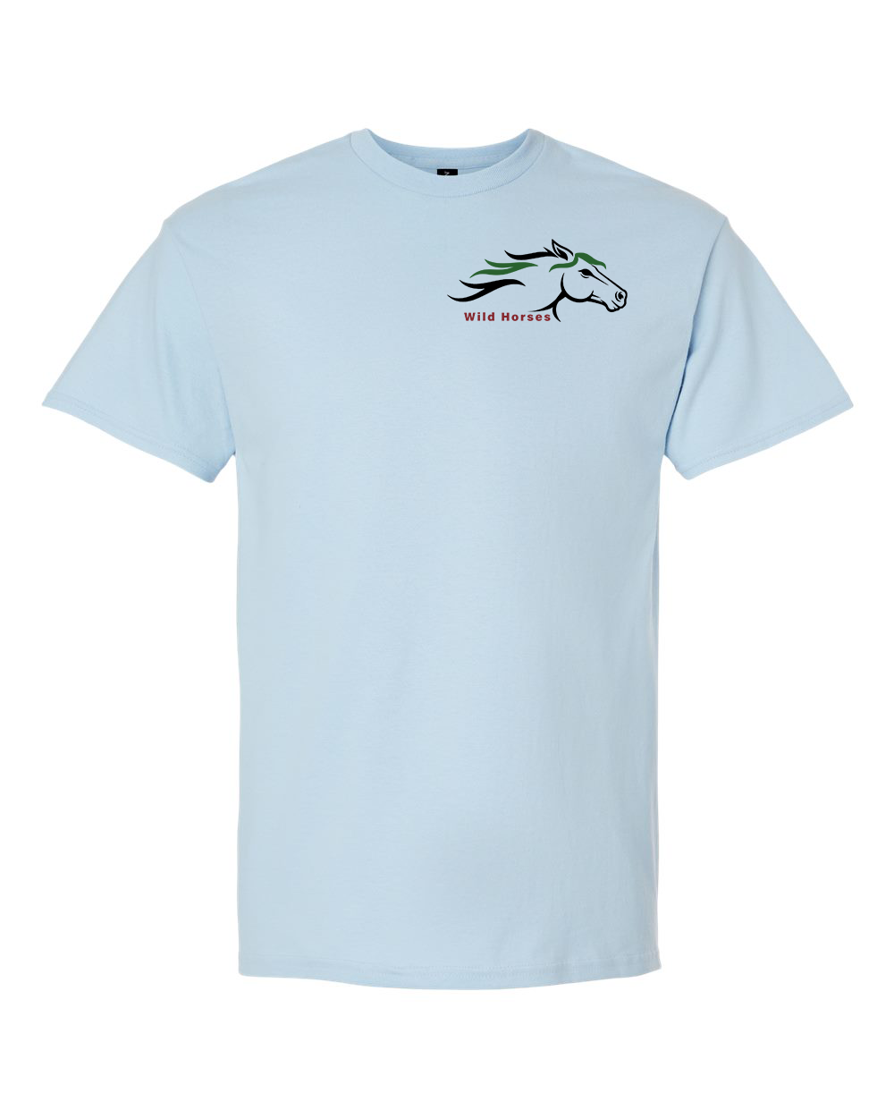 Light Blue Wild Horses 100% Quality Cotton Short Sleeve