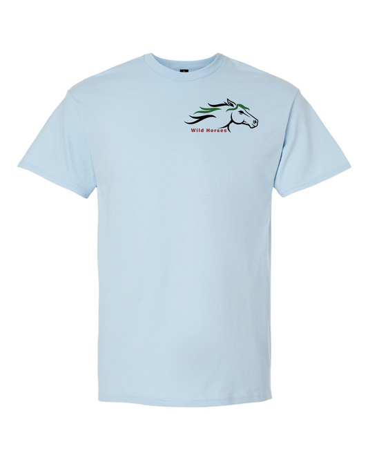 Light Blue Wild Horses 100% Quality Cotton Short Sleeve