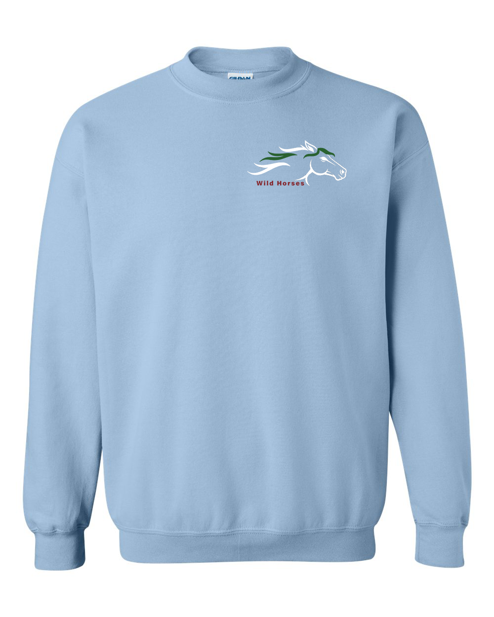 Light Blue Wild Horses 100% Quality Cotton Crewneck Sweatshirt