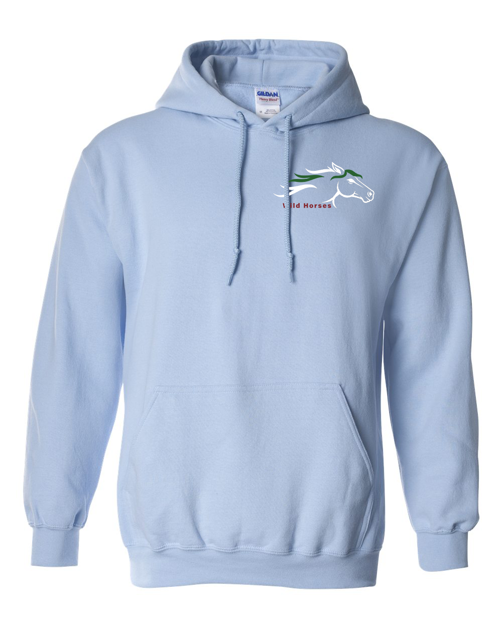 Light Blue Wild Horses 100% Quality Cotton Hoodie