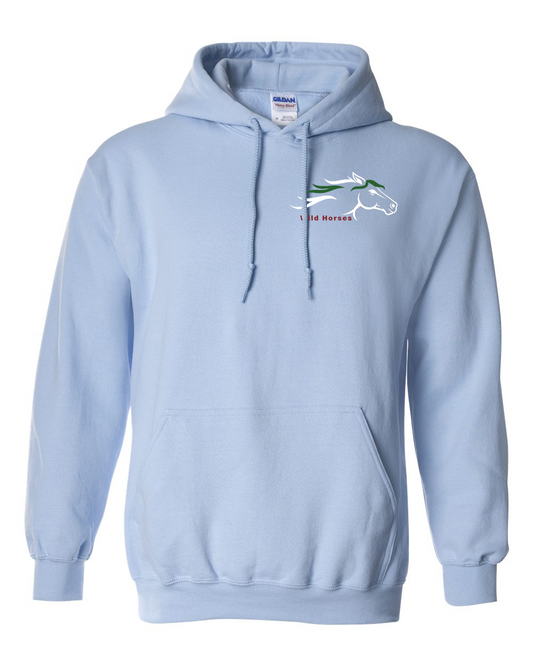Light Blue Wild Horses 100% Quality Cotton Hoodie