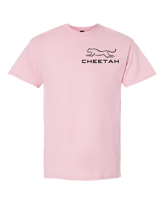 Light Pink Cheetah 100% Quality Cotton Short Sleeve (Left Chest)