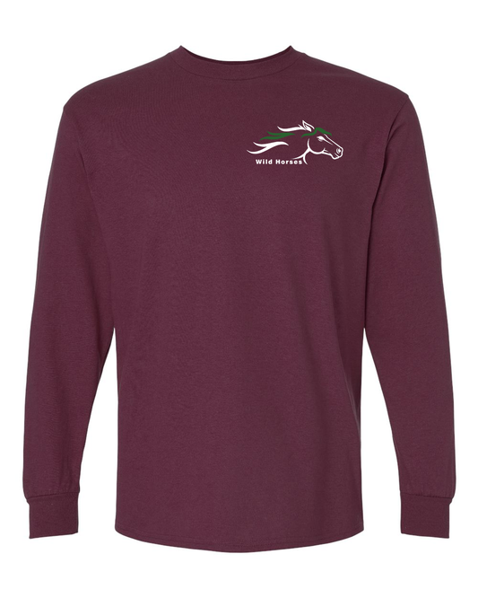 Maroon Wild Horses 100% Quality Cotton Long Sleeve
