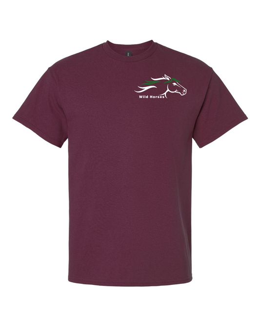 Maroon Wild Horses 100% Quality Cotton Short Sleeve